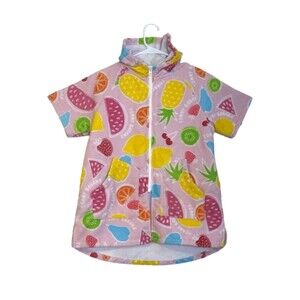 Tommy Bahama Pink Fruit Print Hooded Kids Swim Beach Coverup Girls L/XL Vacation